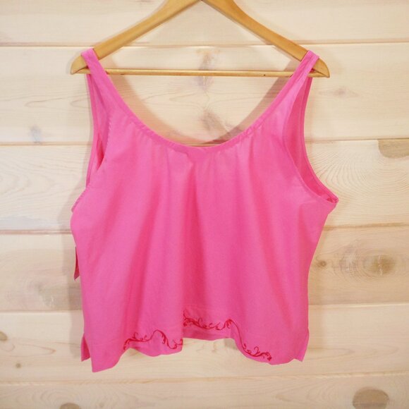 NWT Swell By Cynthia Rowley XXL Pink Babydoll Tank Top Embroidered Y2K Vintage - Picture 4 of 11
